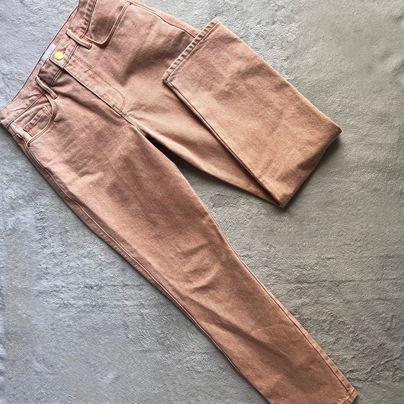 Frame Denim Denim - Frame Le Sylvie Slender Straight High-Rise Stretch Denim Jeans Sand Sz 28